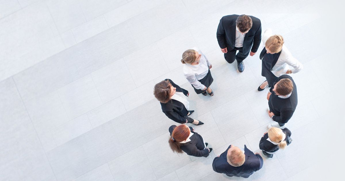business people team forming circle