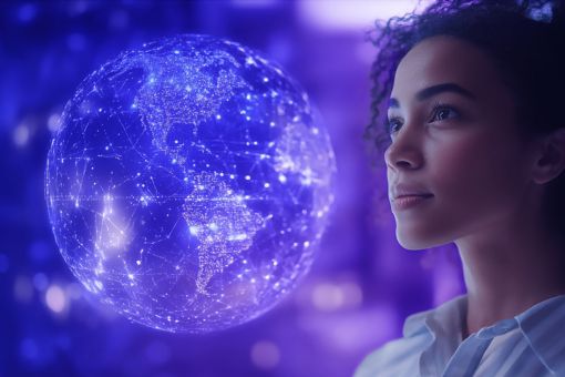 Globe hologram girl