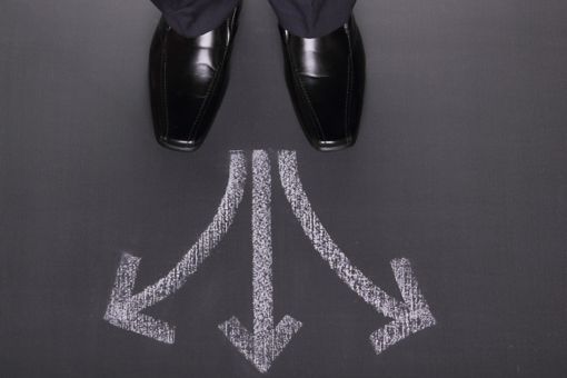 man step on dilemma written in chalk